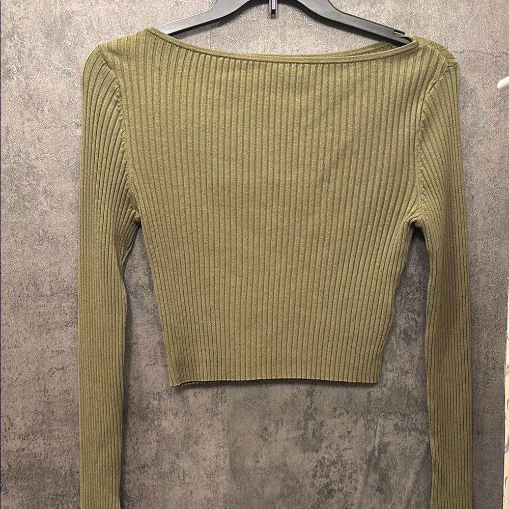 H&M Khaki Ribbed Knit Top & Long Skirt